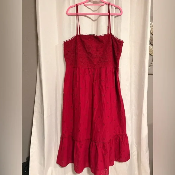 NWT Loft Eyelet Tiered Strappy Midi Dress - Picture 2 of 6